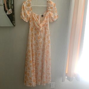 Floral Split Thigh A-Line Dress